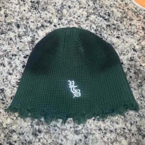 Verdant Thermal Green Beanie with White Logo